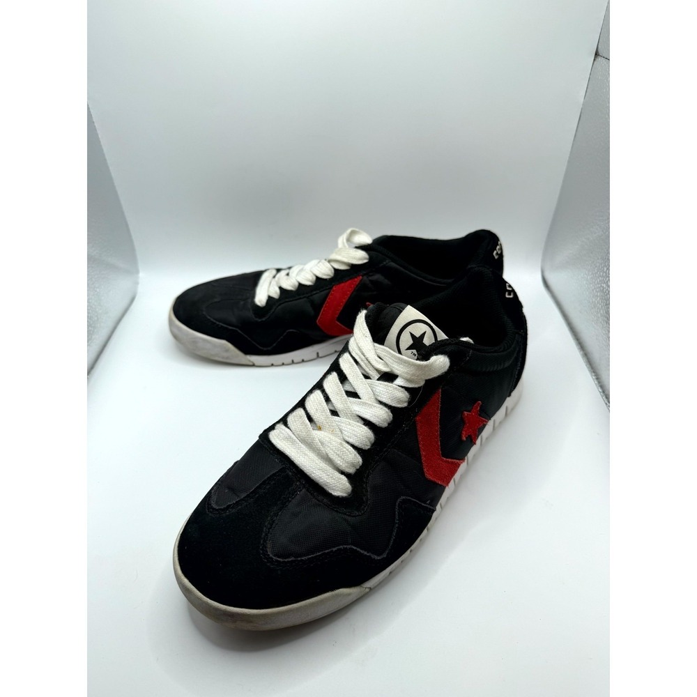 Converse‎ Mens 8.5 Sneakers Black Red Suede Low Top Lace Up Skateboard Shoes